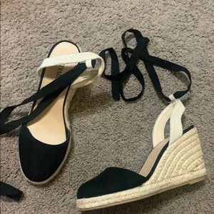 Ankle wrap espadrille wedges